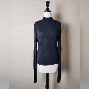 Vintage Gianni Versace Couture Long Sleeve Mock Neck Top Black Size 44